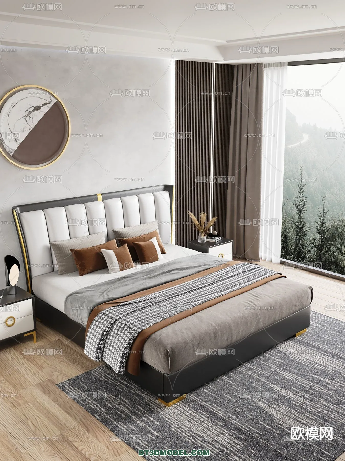 FURNITURE – BED – 3D Model For Interior Design – 2228