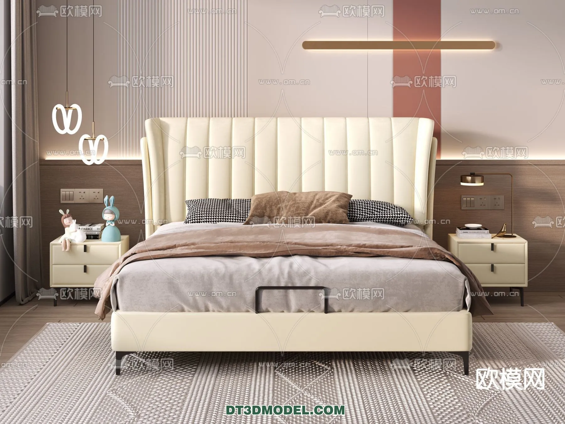 FURNITURE – BED – 3D Model For Interior Design – 2238