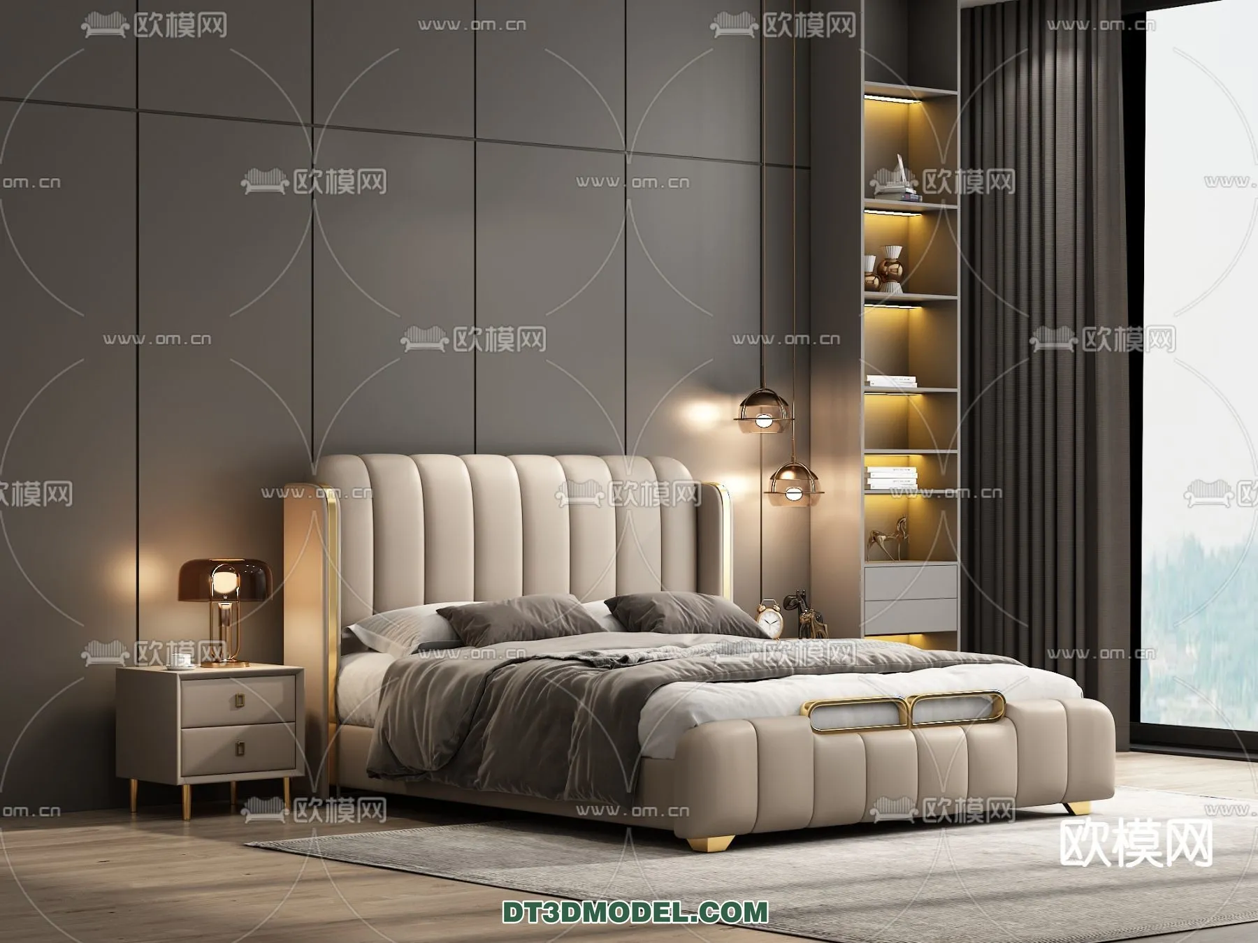 FURNITURE – BED – 3D Model For Interior Design – 2241