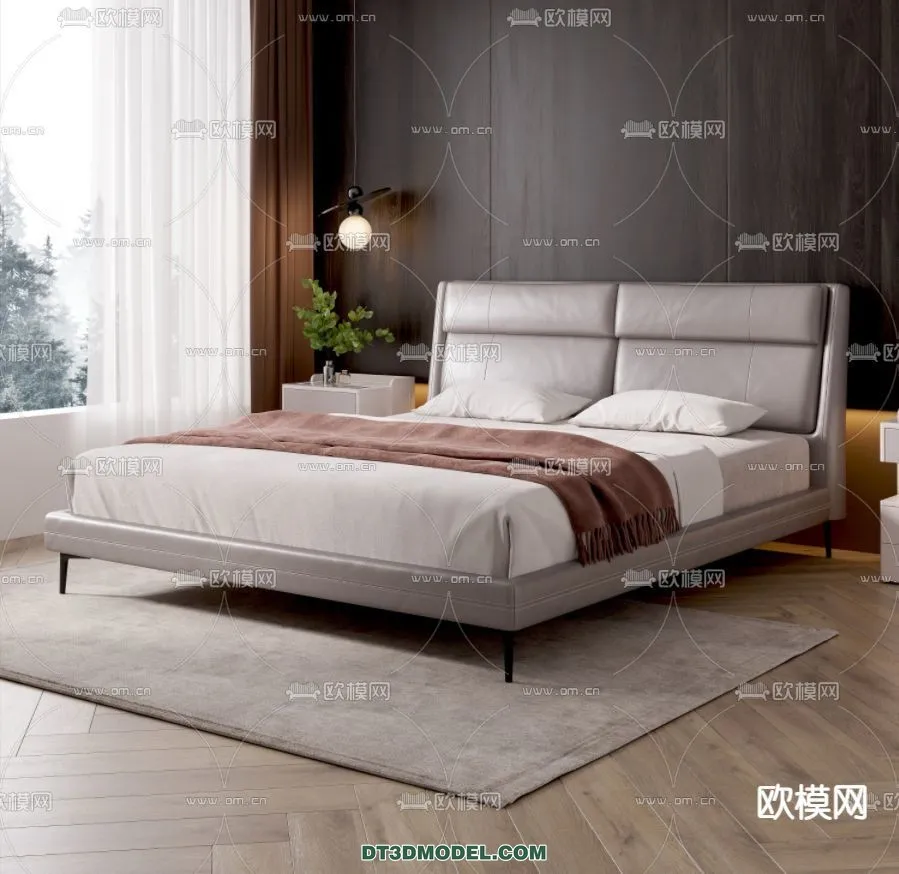 FURNITURE – BED – 3D Model For Interior Design – 2242