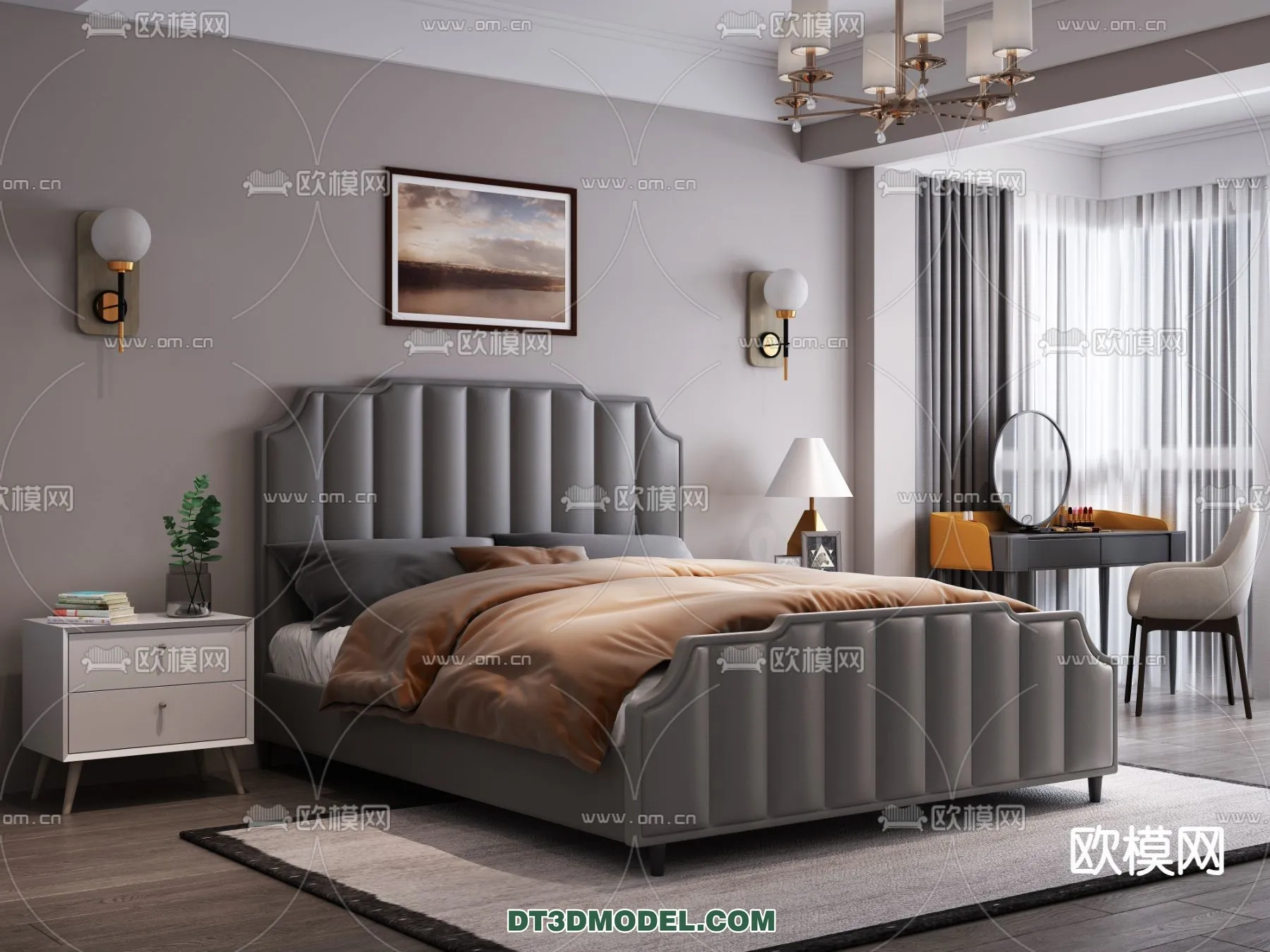 FURNITURE – BED – 3D Model For Interior Design – 2250