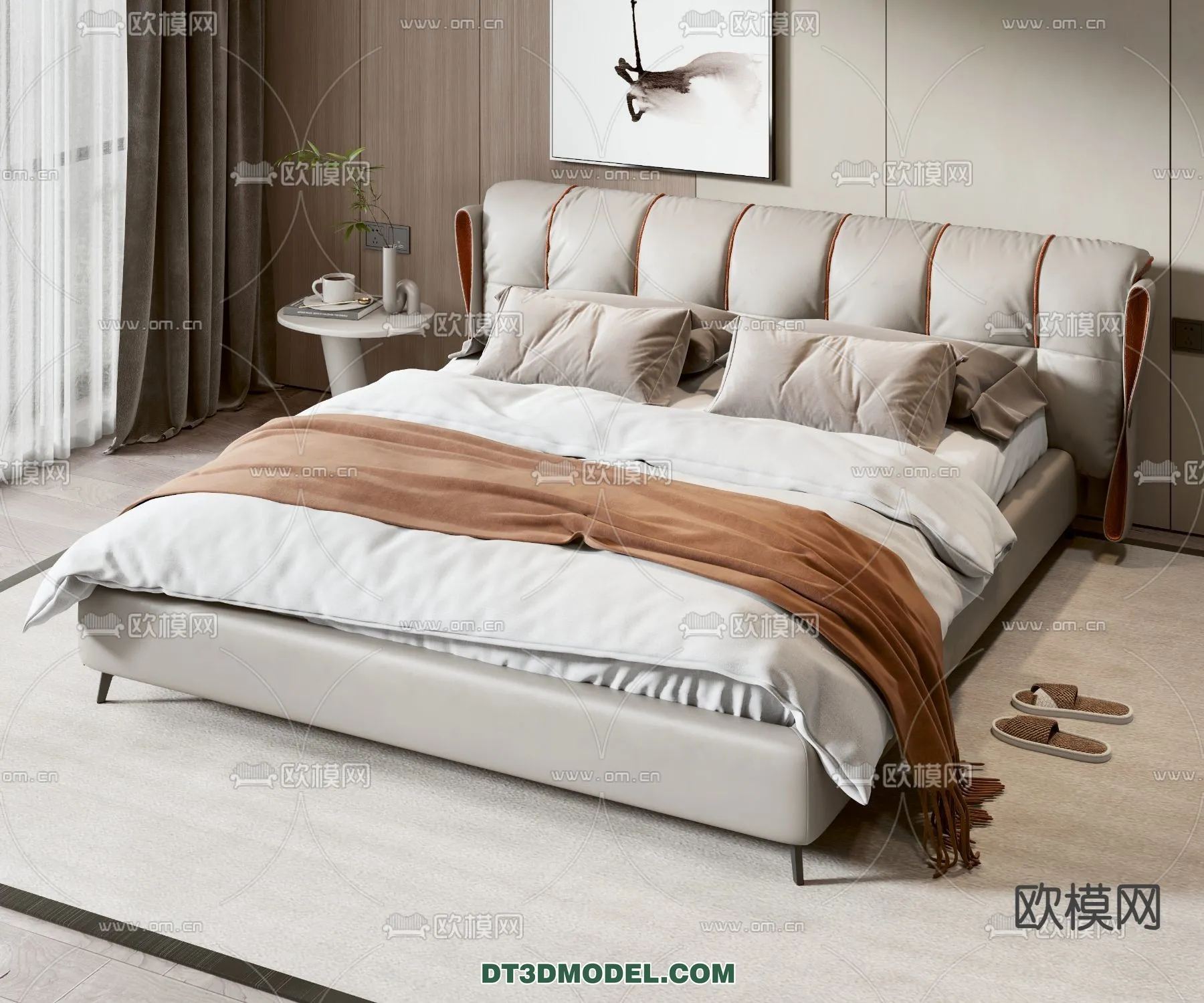 FURNITURE – BED – 3D Model For Interior Design – 2254