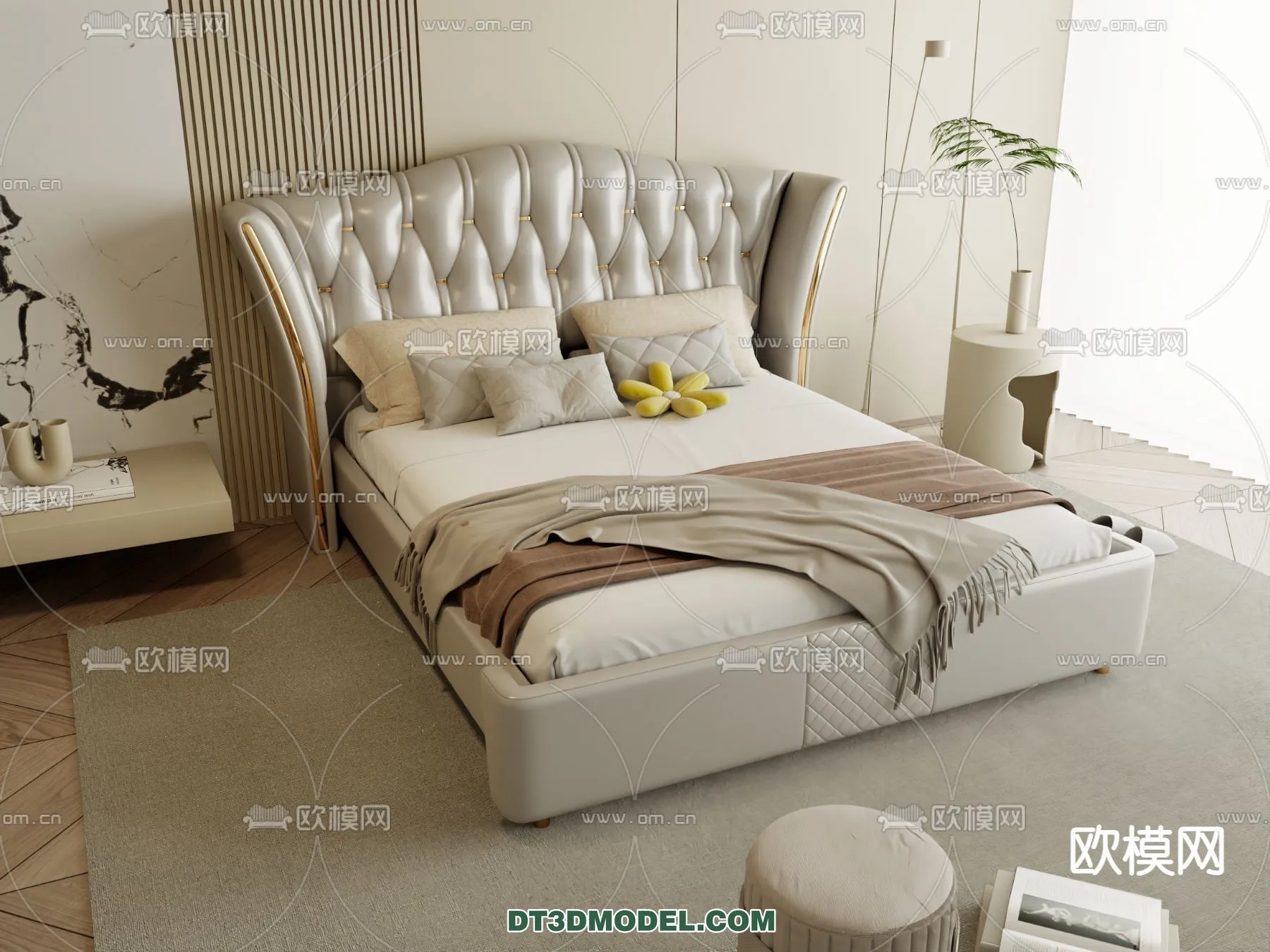 FURNITURE – BED – 3D Model For Interior Design – 2255