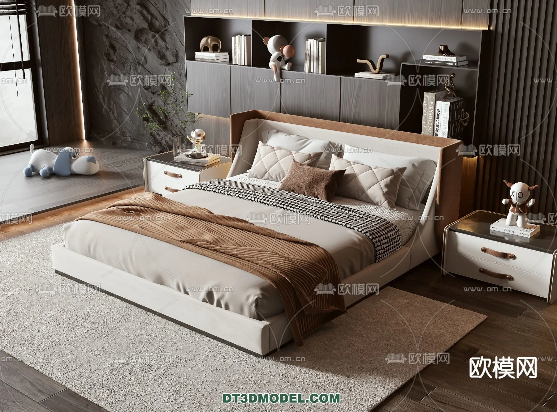 FURNITURE – BED – 3D Model For Interior Design – 2256