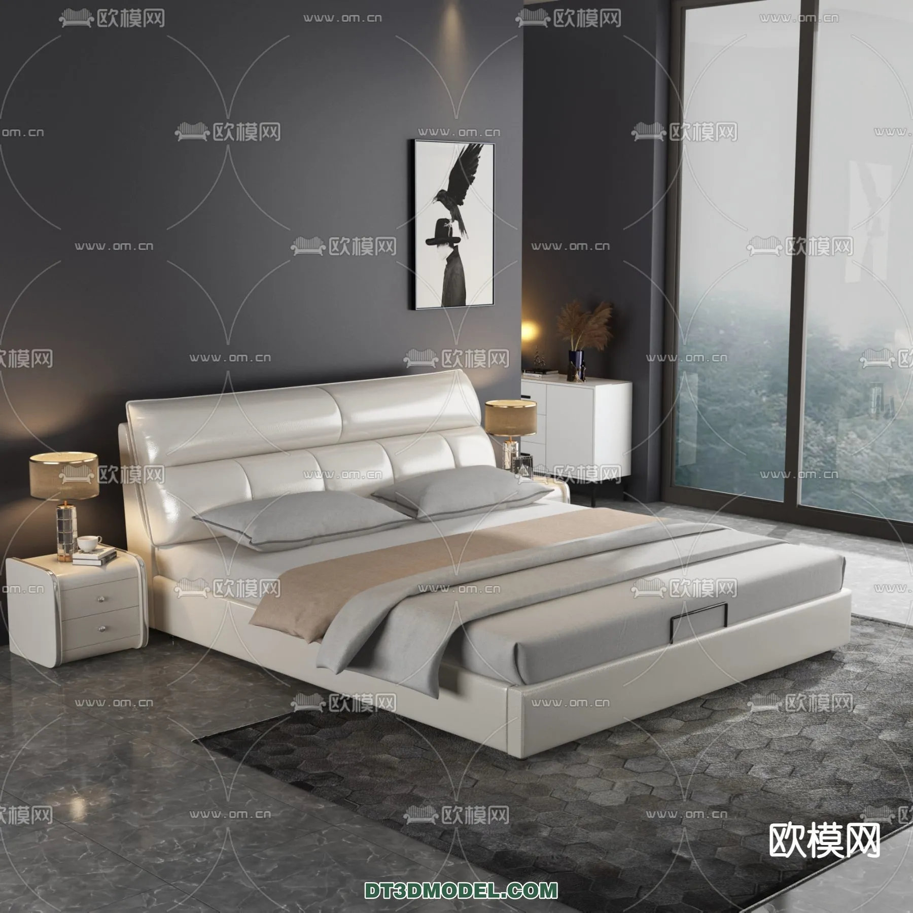 FURNITURE – BED – 3D Model For Interior Design – 2261