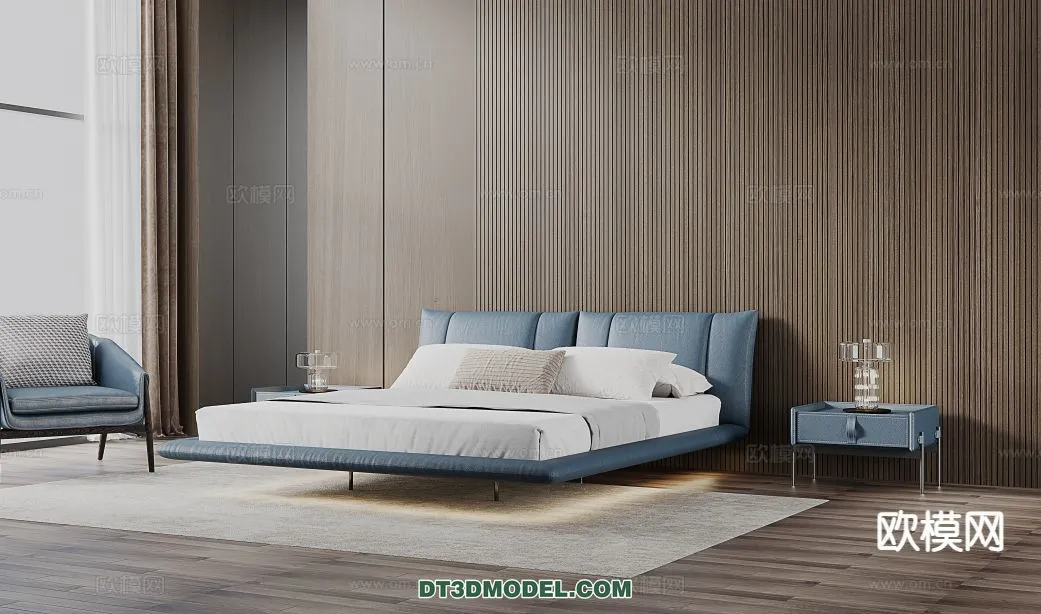 FURNITURE – BED – 3D Model For Interior Design – 2266