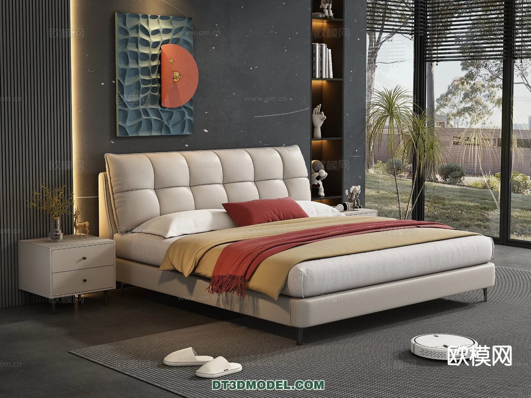 FURNITURE – BED – 3D Model For Interior Design – 2269