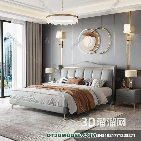 FURNITURE – BED – 3D Model For Interior Design – 2280