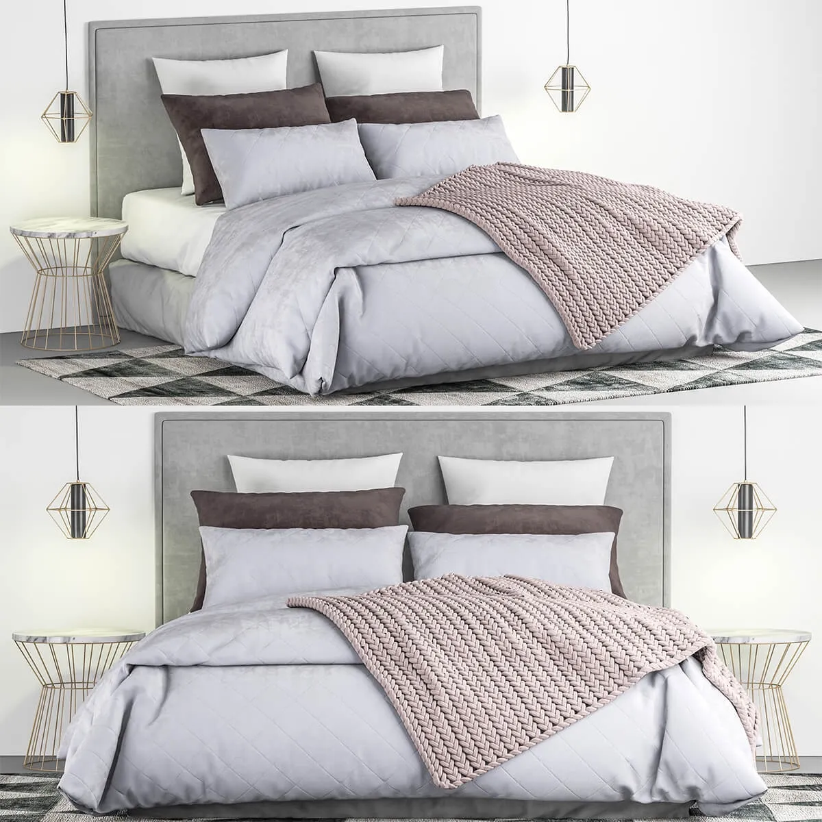 furniture – Bed and bed sheet set 1 3ds Max