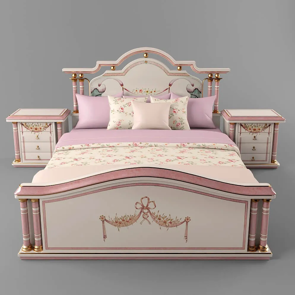furniture – Bed and chest of drawer classic 3ds Max