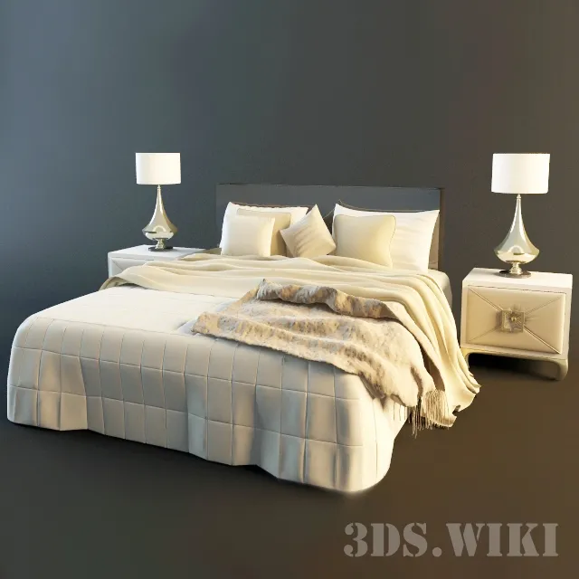 furniture – Bed bedside tables and lamps 3ds Max