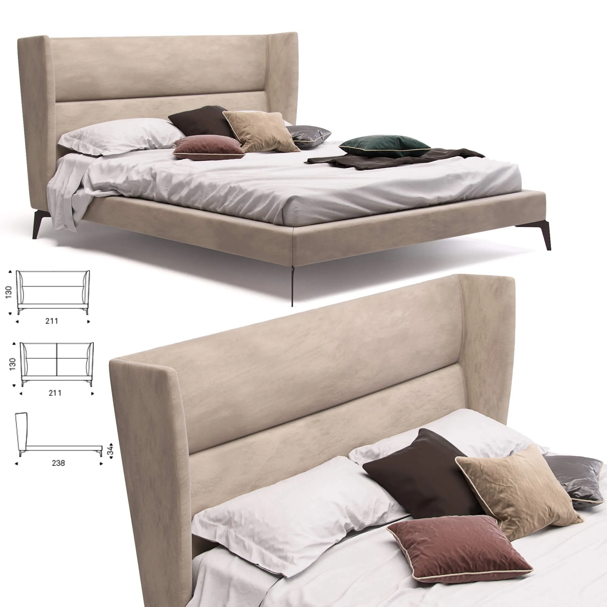 furniture – Bed Cattelan Italia Ludovic 3ds Max