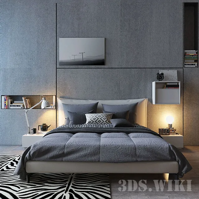 furniture – Bed in textile upholstery ALF Francis 3ds Max