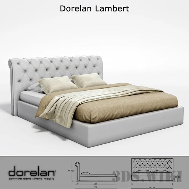 furniture – Bed light gray Dorelan lambert 3ds Max