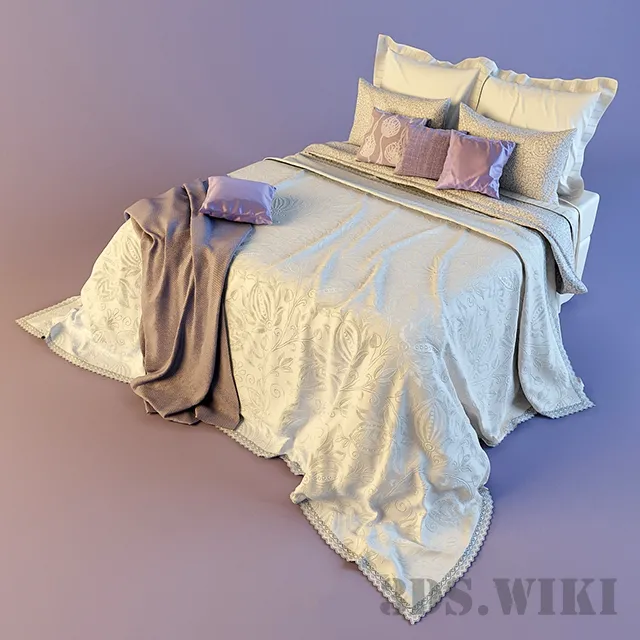 furniture – Bed linen and different pillows 3ds Max
