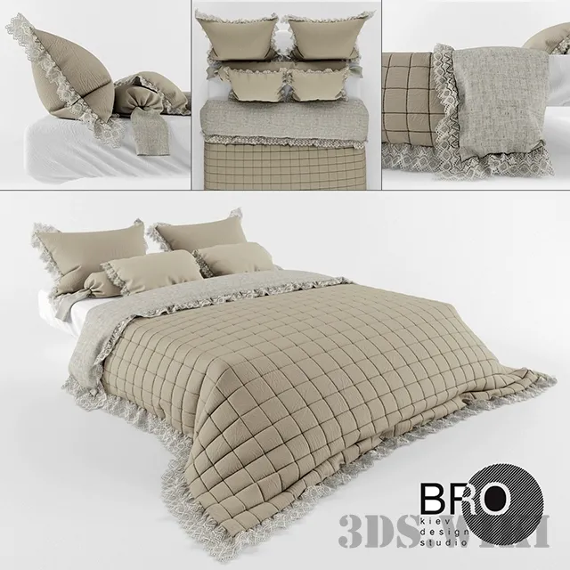 furniture – Bed linen – bedspread and pillows 3ds Max