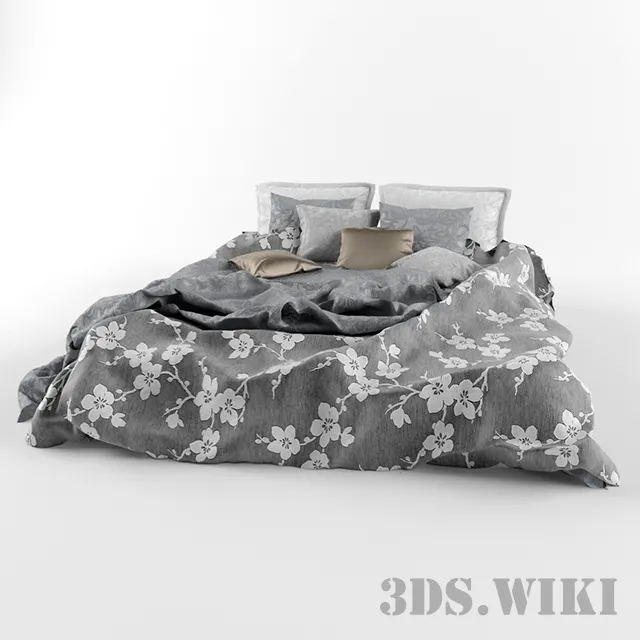 furniture – Bed linen with flowers 3ds Max