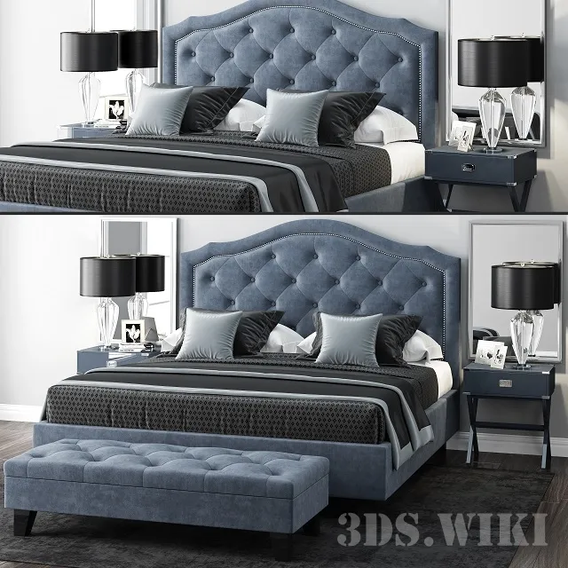 furniture – Bed LuXeo Brentwood Queen Tufted 3ds Max