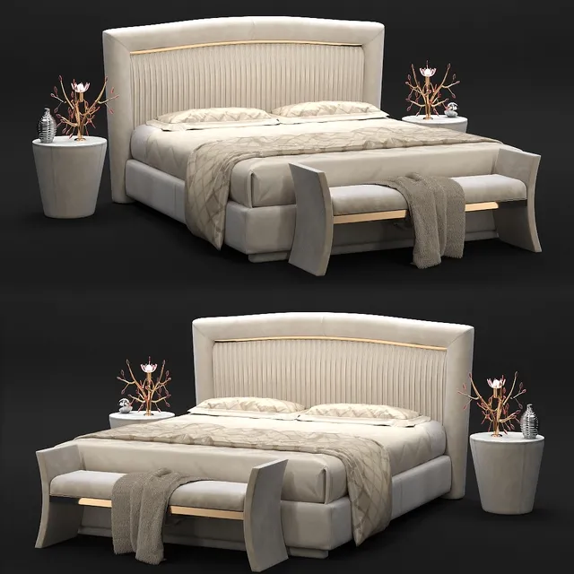 furniture – Bed Portofino Plissè and couch Richard 3ds Max
