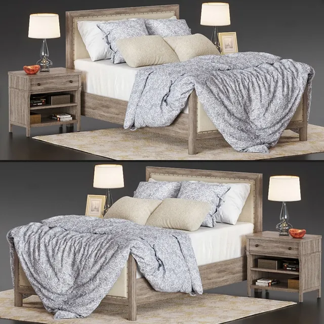 furniture – Bed Potterybarn Toulouse wood 3ds Max