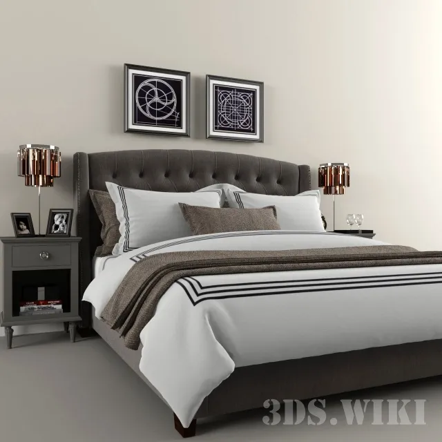 furniture – Bed Warner Tufted Restoration Hardware 3ds Max