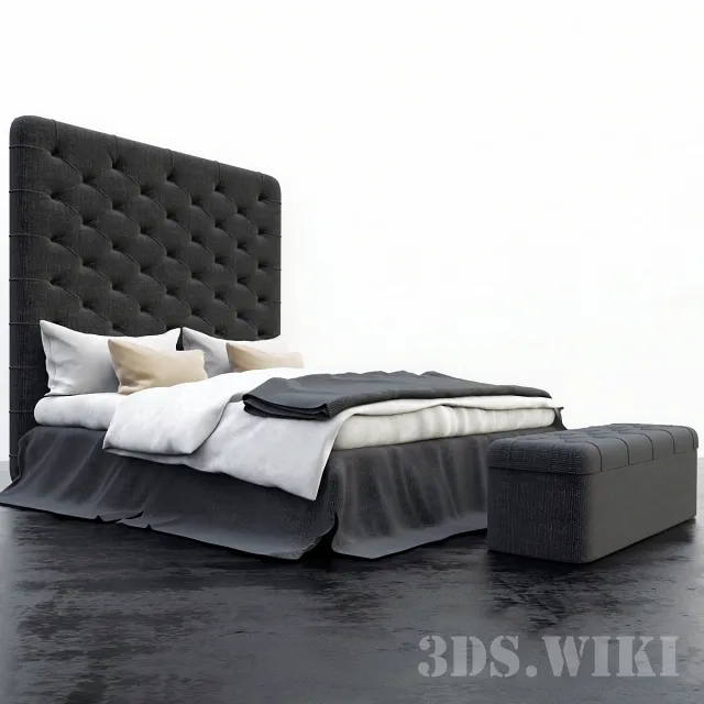 furniture – Bed with a soft high headboard 3ds Max