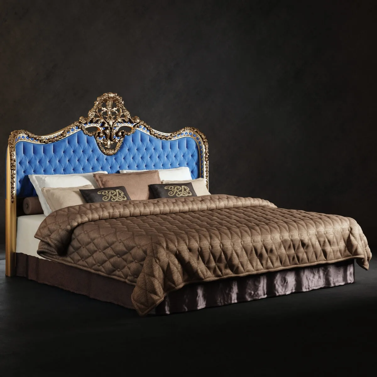 furniture – Bed with Oak Lucretia Headboard 3ds Max