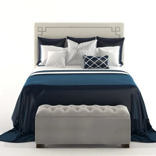 furniture – Bed with pillows and banquet 3ds Max