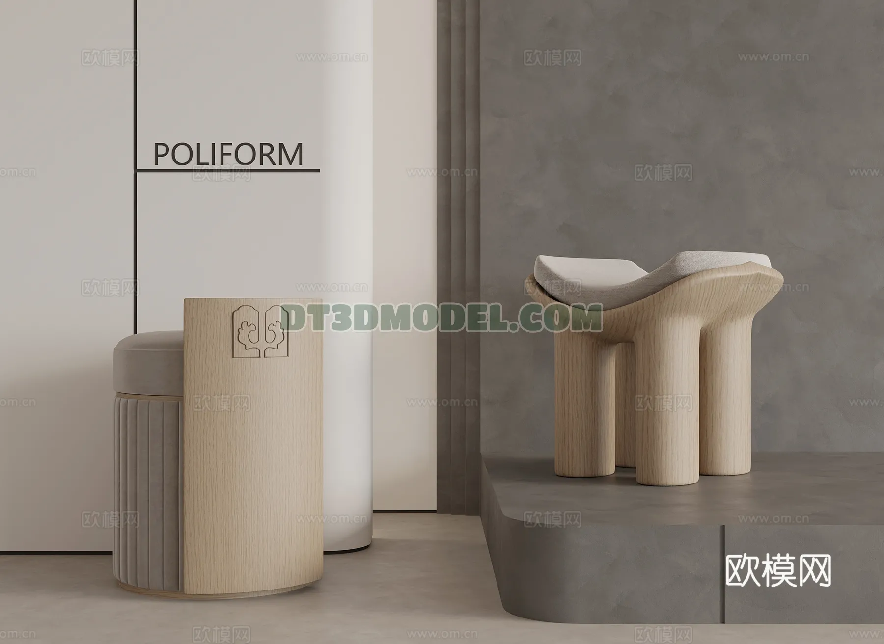 FURNITURE – BEDSIDE TABLE – 3D Model For Interior Design – 2095