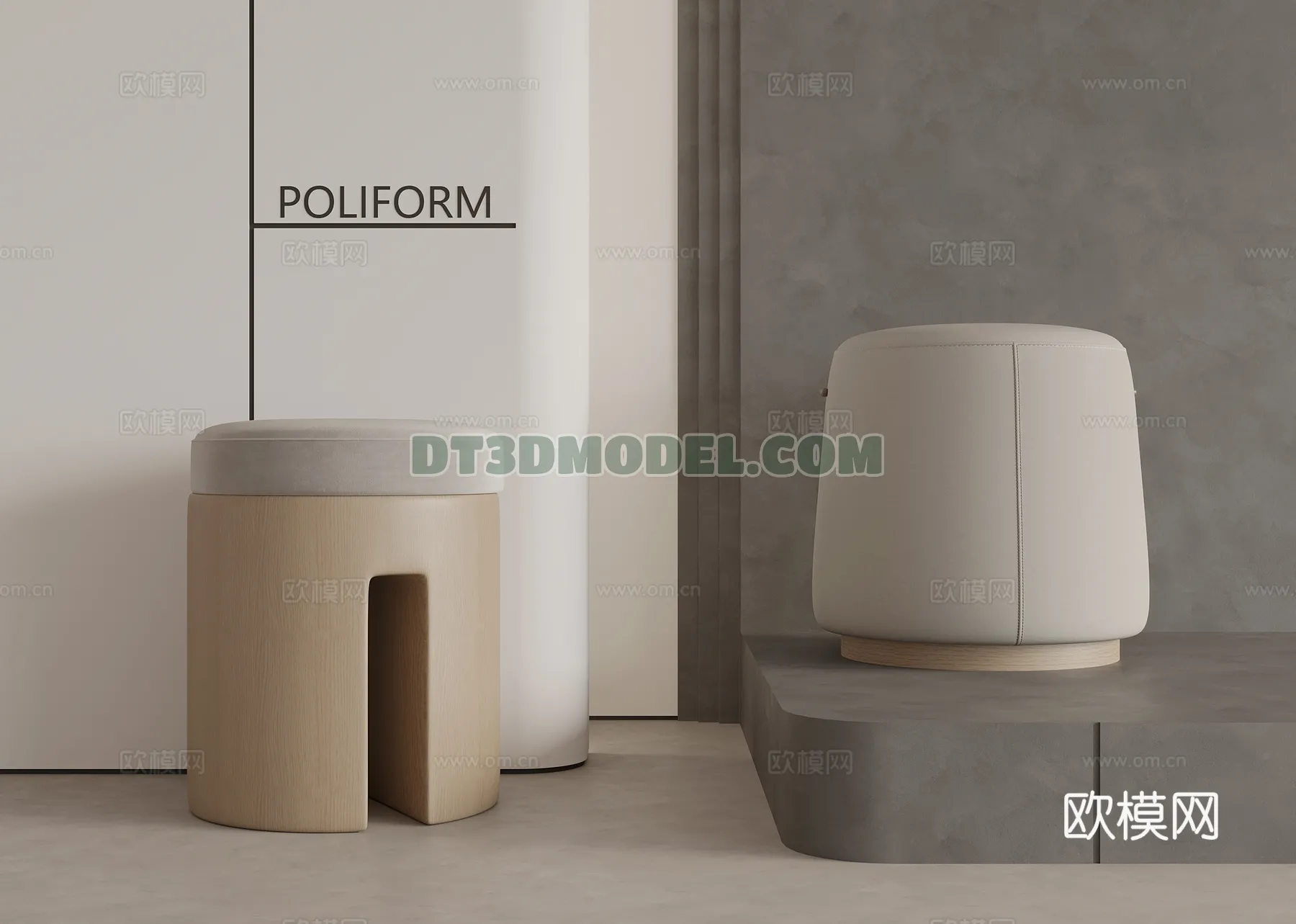 FURNITURE – BEDSIDE TABLE – 3D Model For Interior Design – 2096