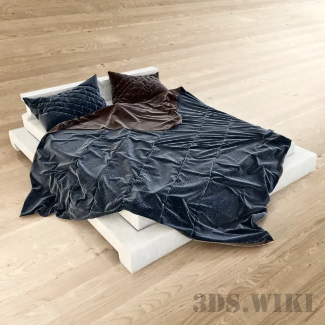 furniture – Bedspread and pillows with bed 3ds Max