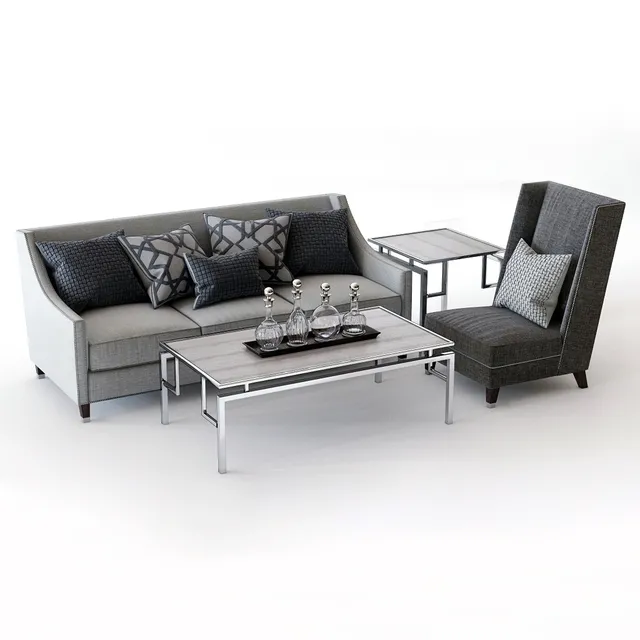 furniture – Bernhardt Palisades sofa and Driscoll chair 3ds Max