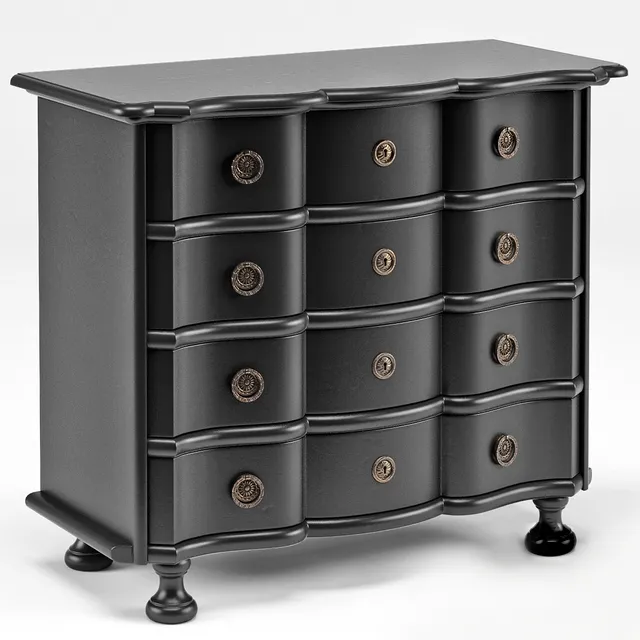 furniture – Black Bow front Chest 3ds Max