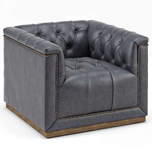 furniture – Black leather cube armchair 9 3ds Max