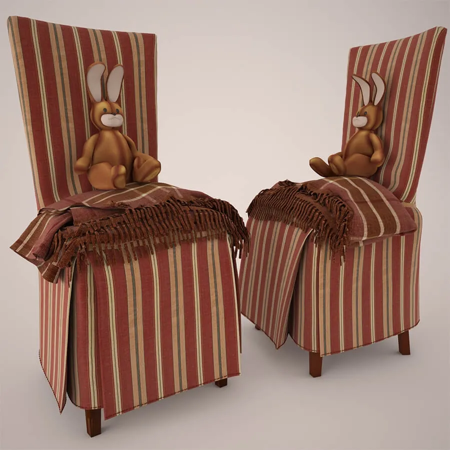 furniture – blanket with a toy on a chair 3ds Max