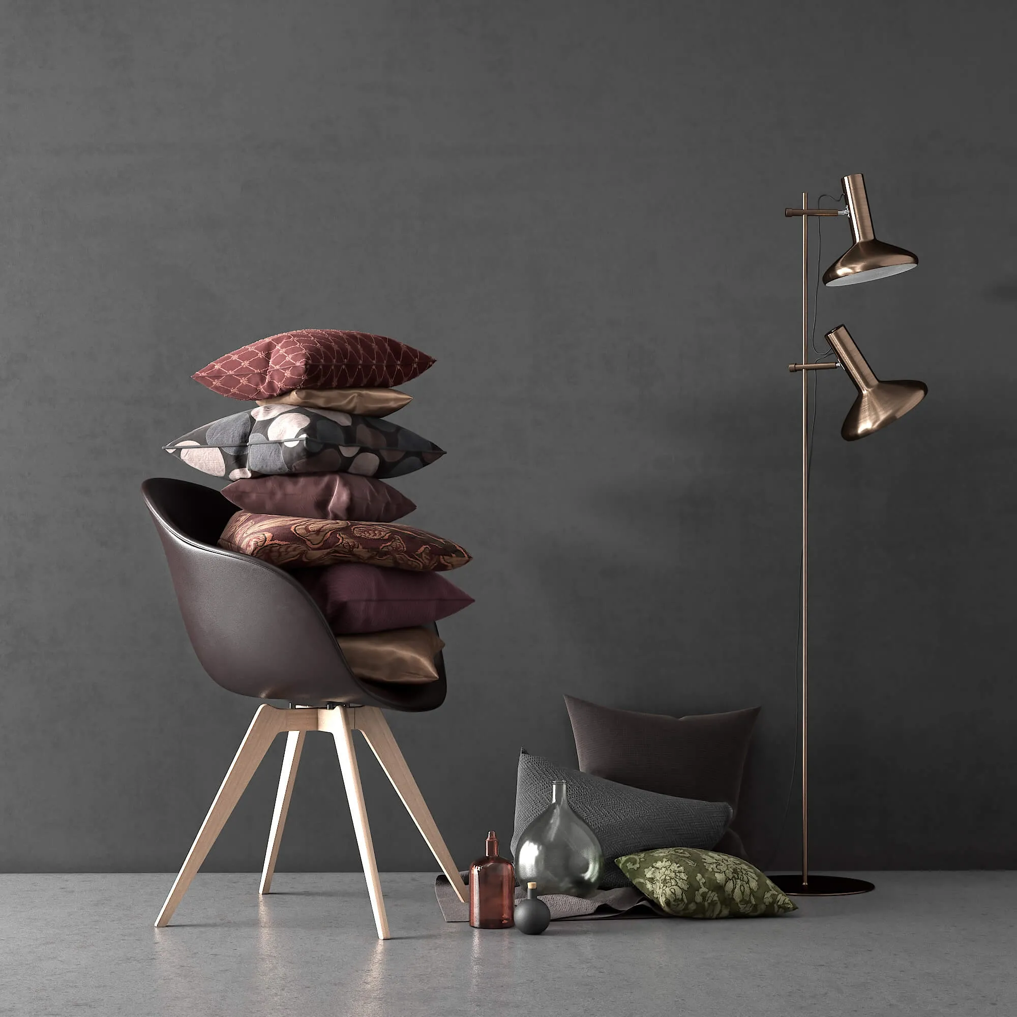 furniture – BoConcept Set Adelaide Chair and  duo Stehlampe 3ds Max