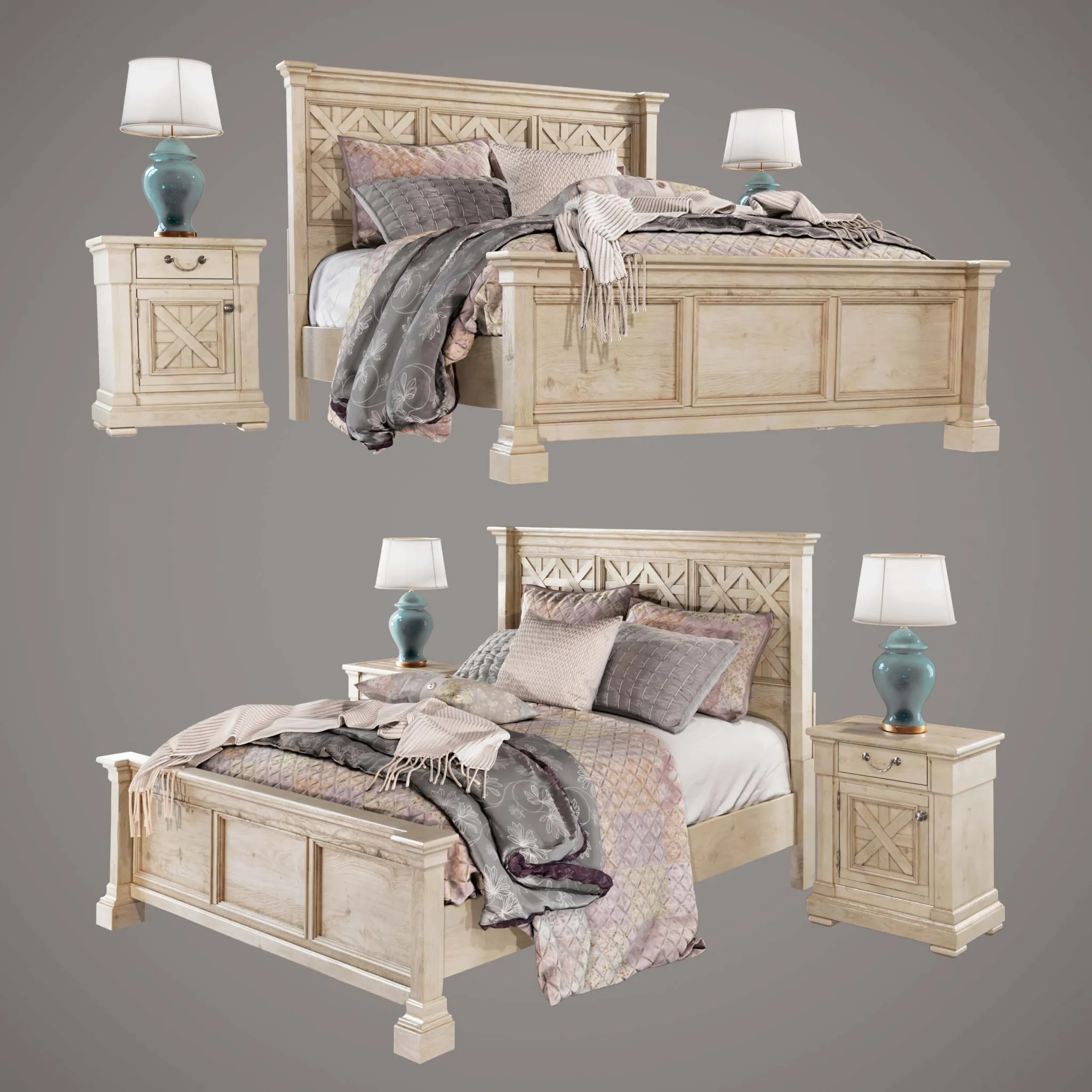furniture – Bolanburg Queen bed 05 3ds Max