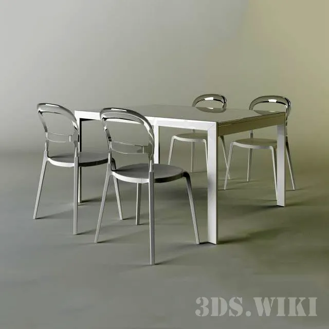 furniture – Calligaris Key table Wien chair 3ds Max