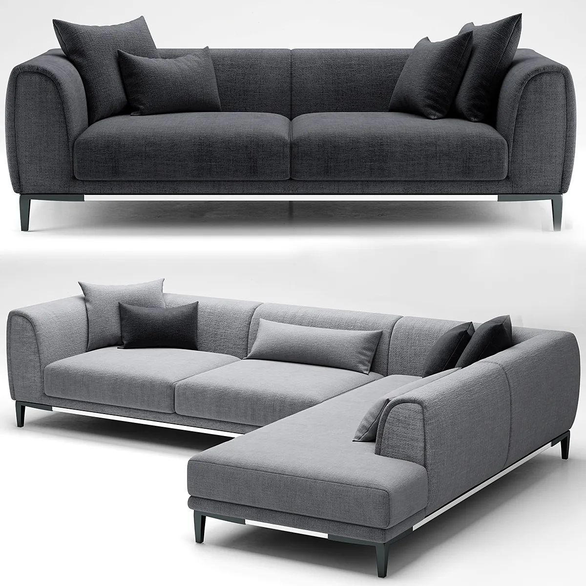 furniture – Capitone gray sofa 06 3ds Max