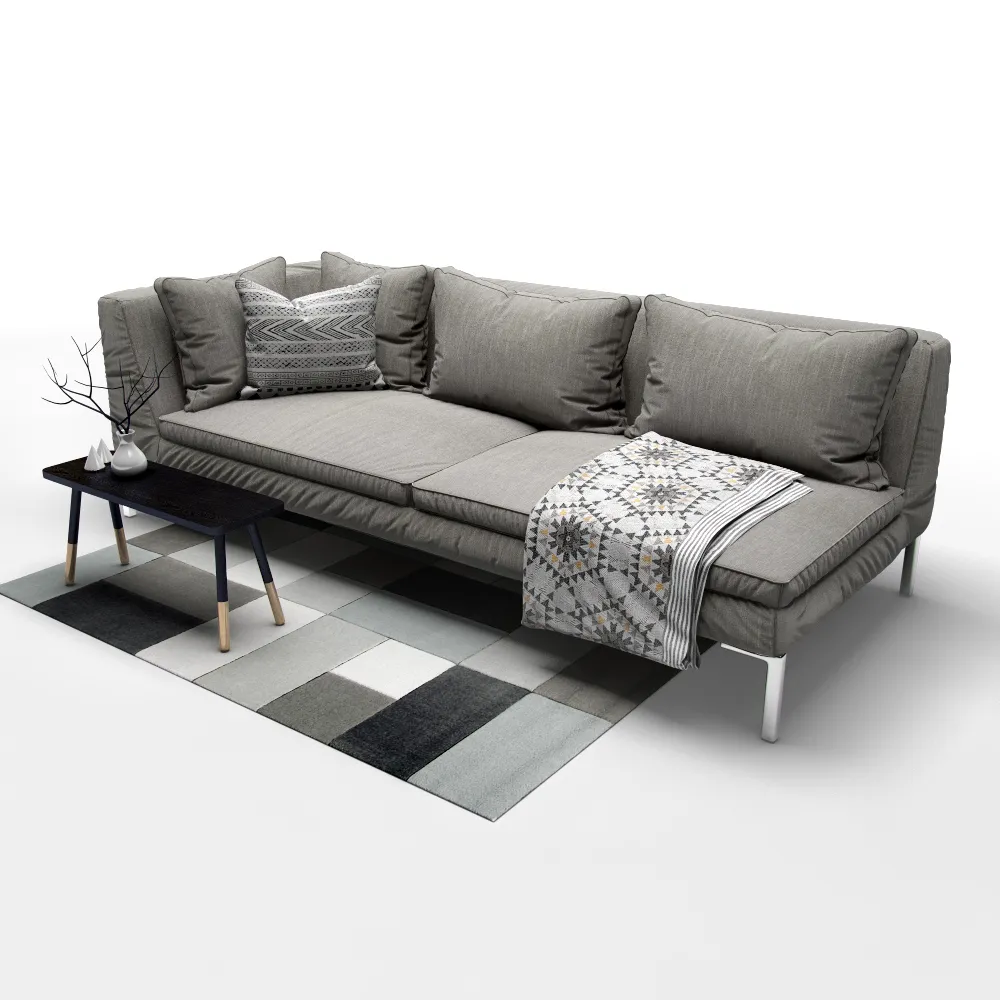 furniture – Capitone gray sofa 07 3ds Max