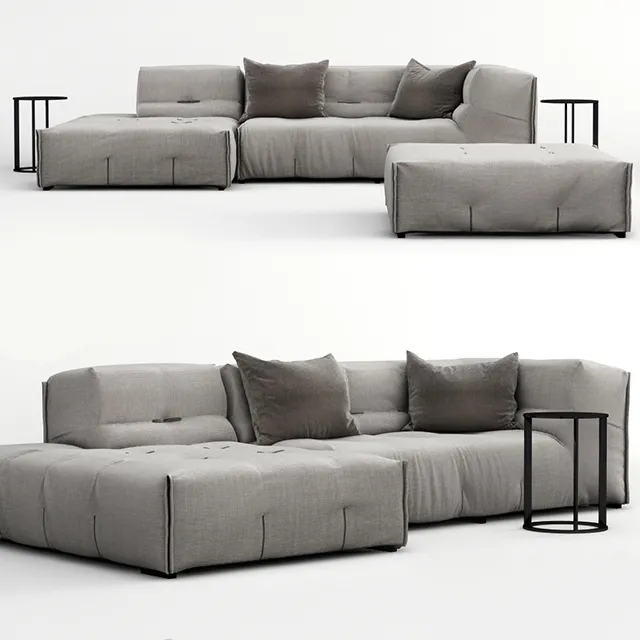 furniture – Capitone gray sofa 08 3ds Max