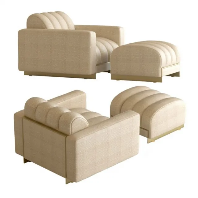 furniture – Caracole  the well – balanced chair and pouf 3ds Max