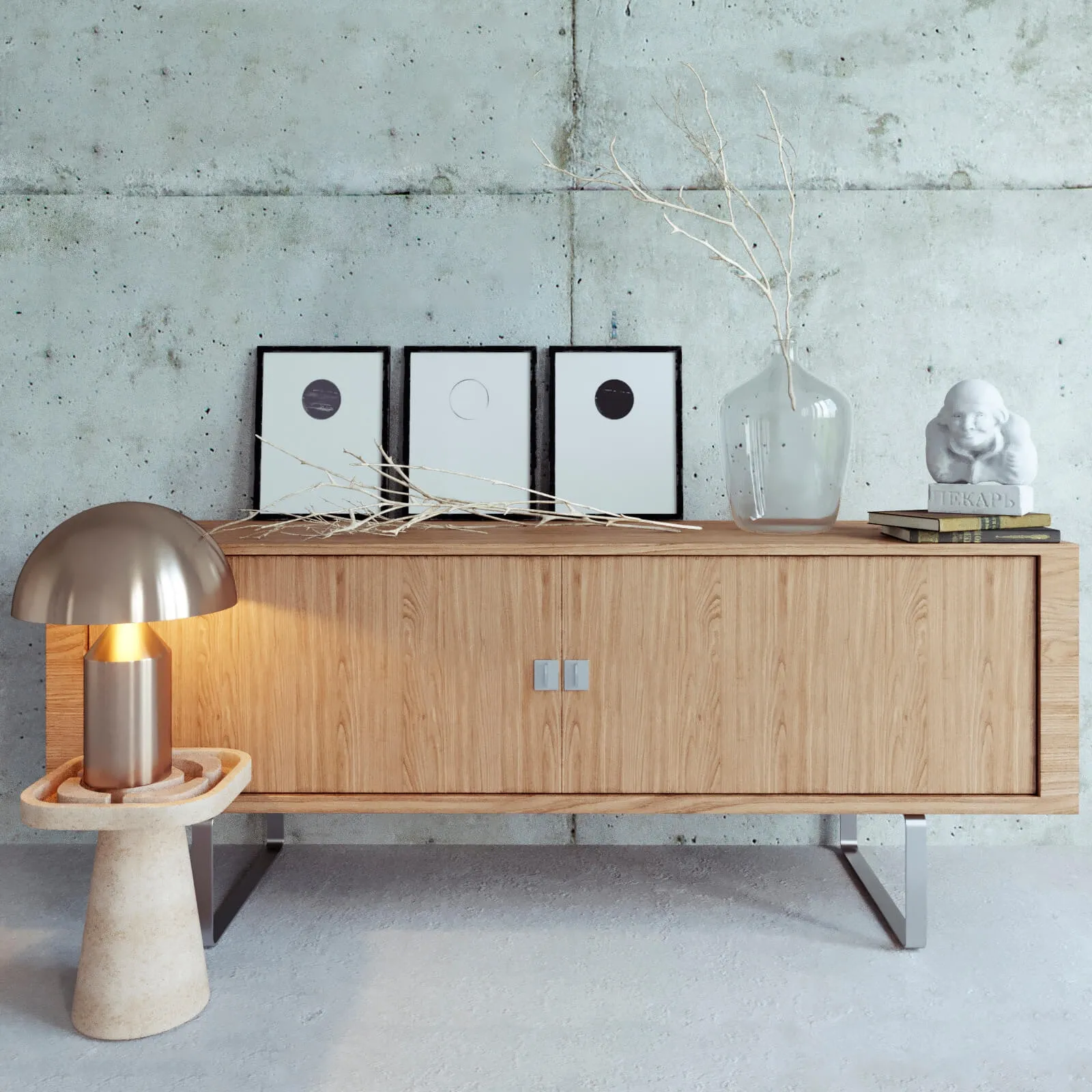 furniture – Carl Hansen Credenza decor set 3ds Max