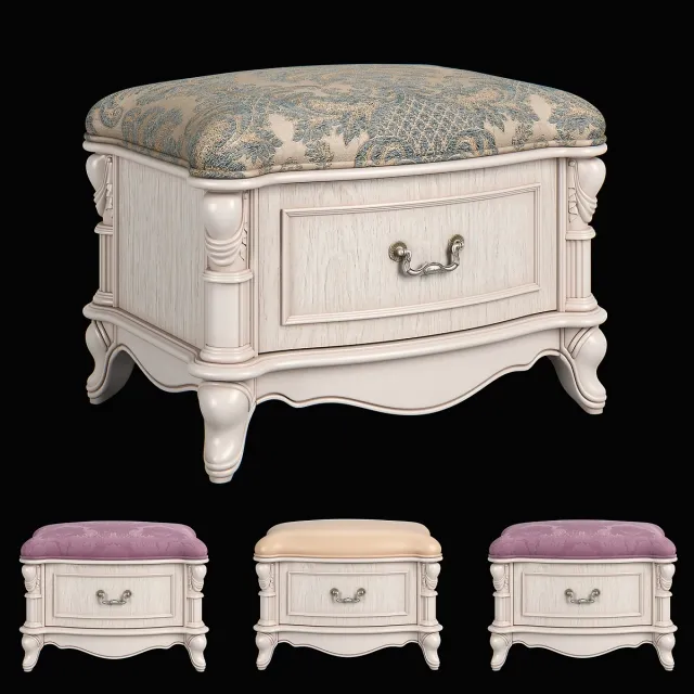 furniture – Carpenter Casual chair foot stool with one drawer 680x480x469 230 3ds Max