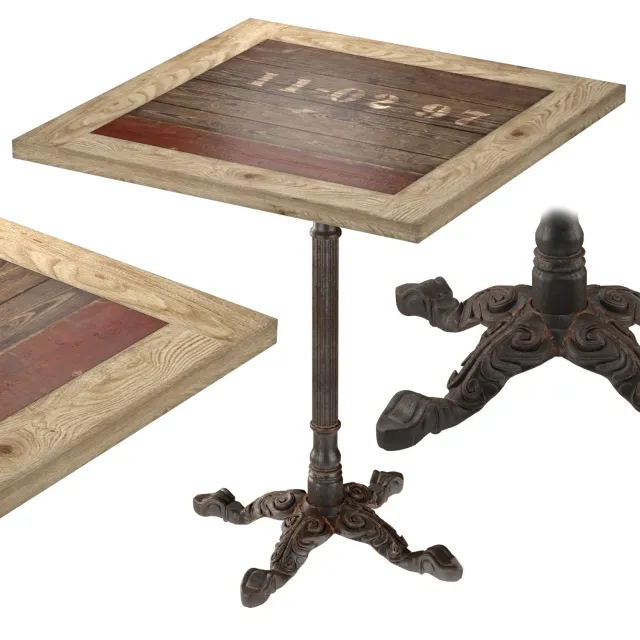 furniture – Cast Iron and large restaurant table square 1 3ds Max