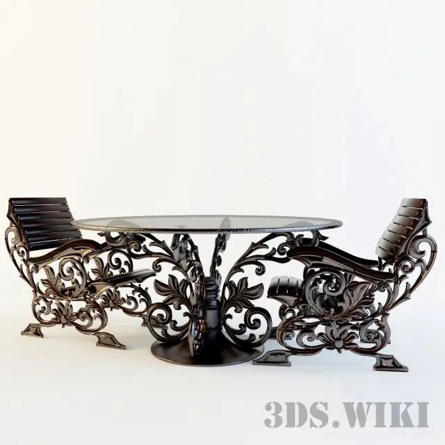 furniture – Chair and Table with Metal Frame 3ds Max