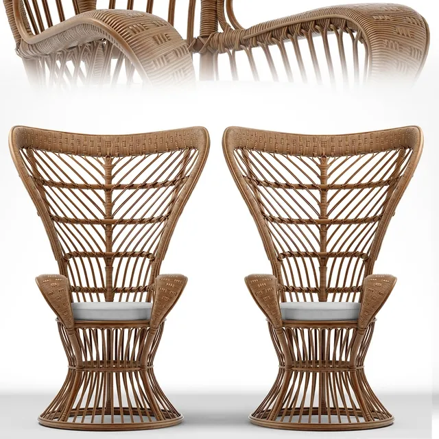 furniture – Chair rattan high back armchair 3ds Max