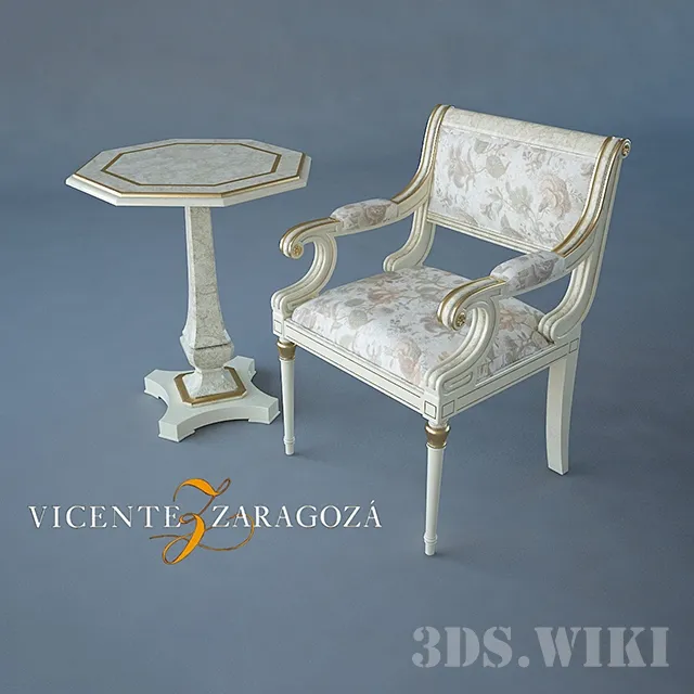 furniture – Chair Vicente Zaragoza Verona with Table 3ds Max
