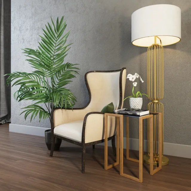 furniture – chair with decorative set 3ds Max