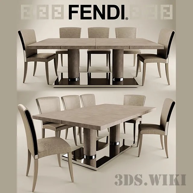 furniture – Chair with table Bernini and Elisa from FENDI CASA 3ds Max
